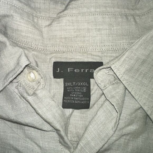 J. Ferrari Casual Button Up Shirt Green Earthy Color 3XLT - Picture 2 of 4
